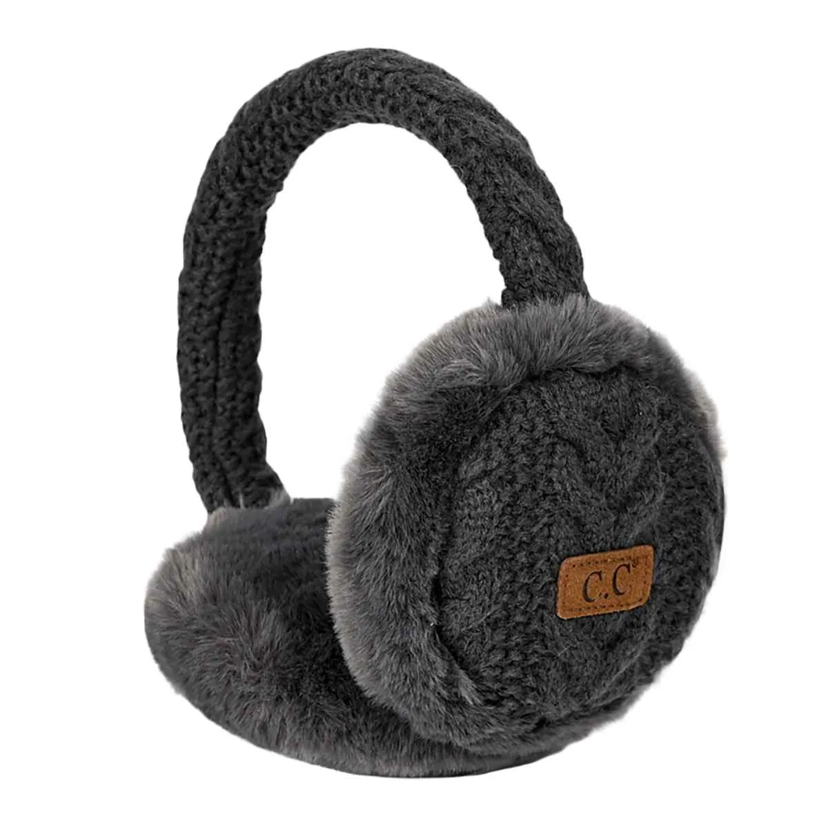 EM3661 Cable Knit Furry Earmuffs