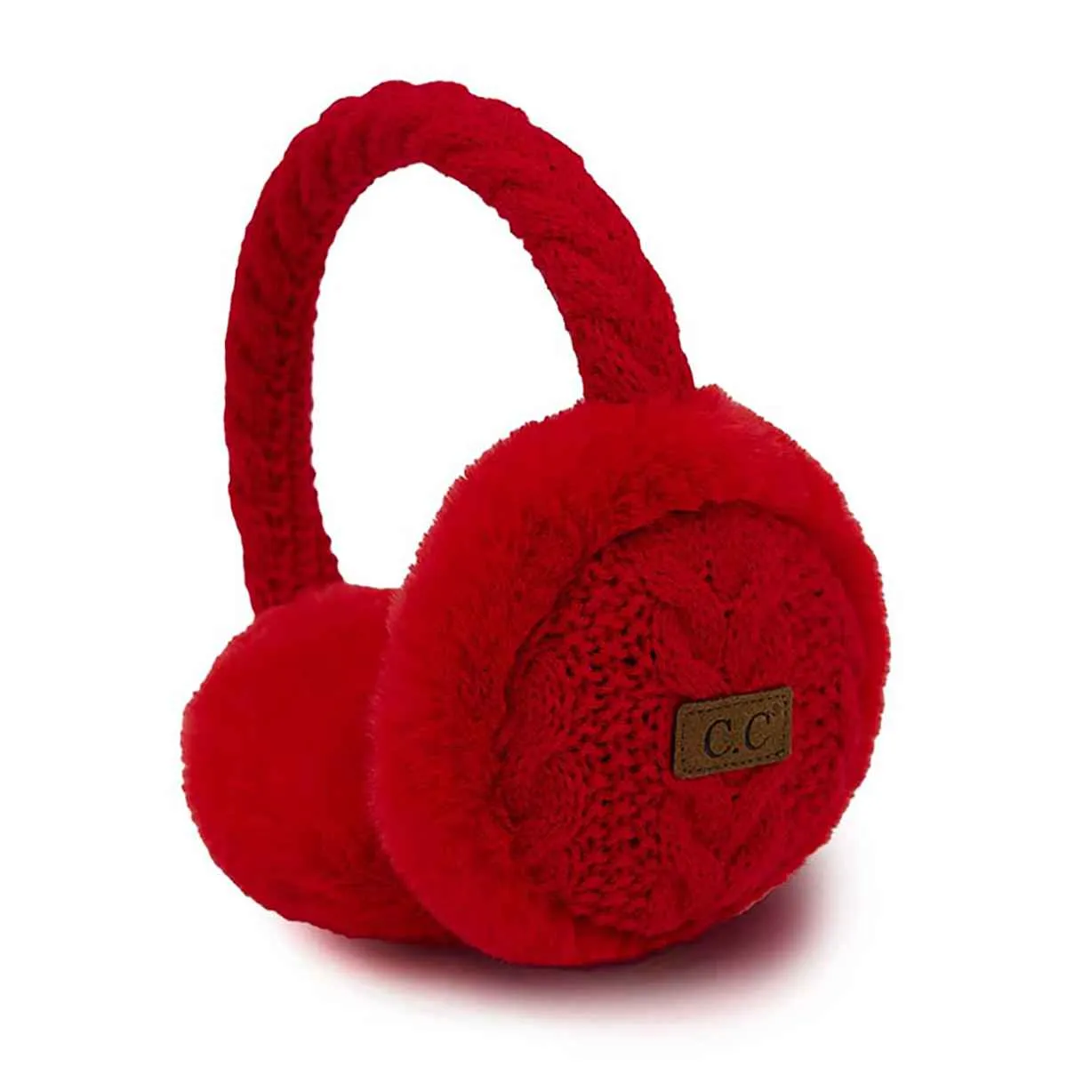 EM3661 Cable Knit Furry Earmuffs