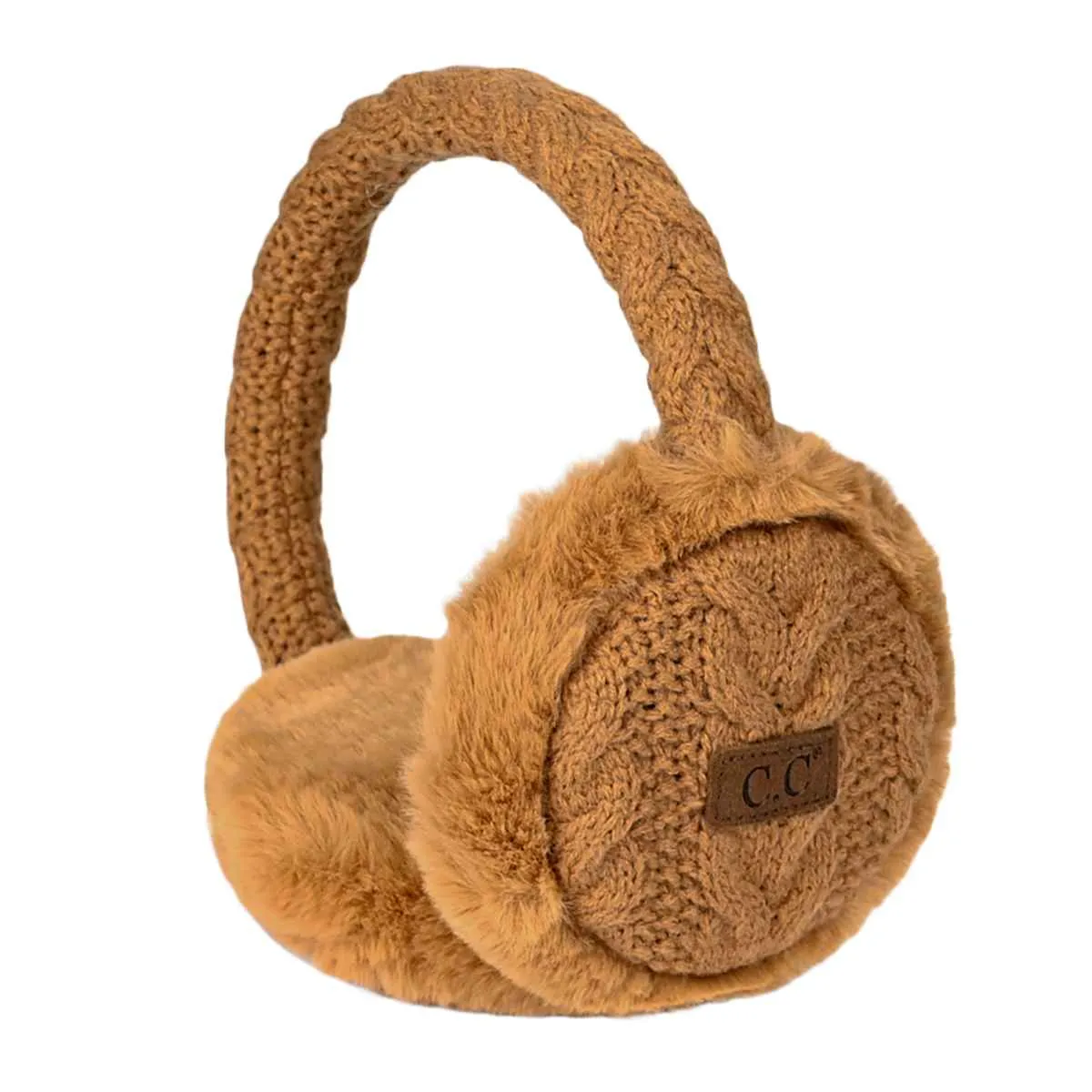 EM3661 Cable Knit Furry Earmuffs