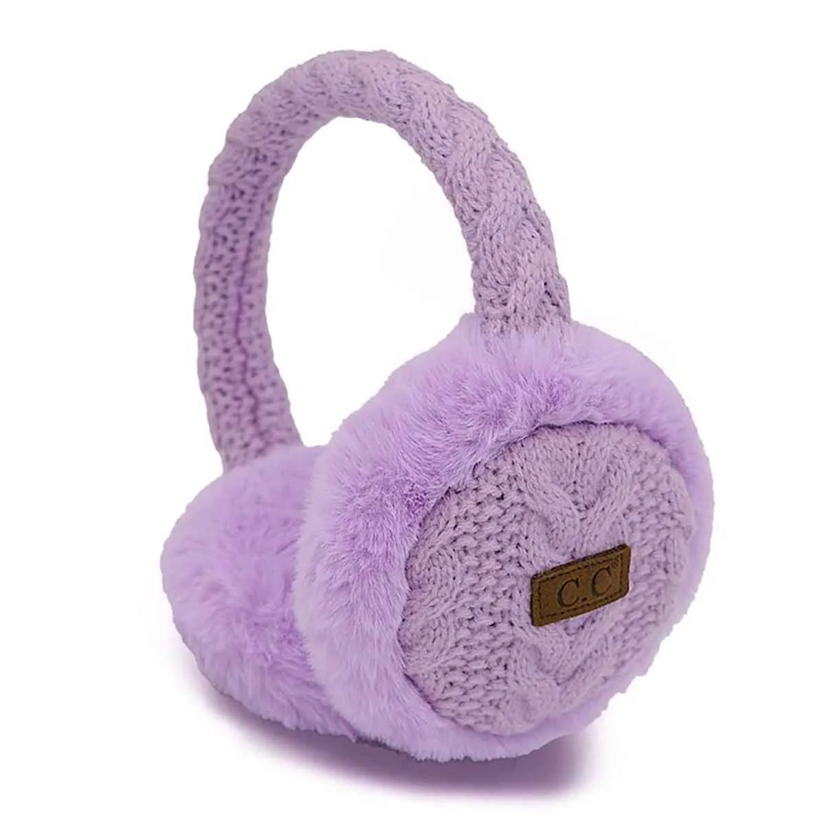 EM3661 Cable Knit Furry Earmuffs