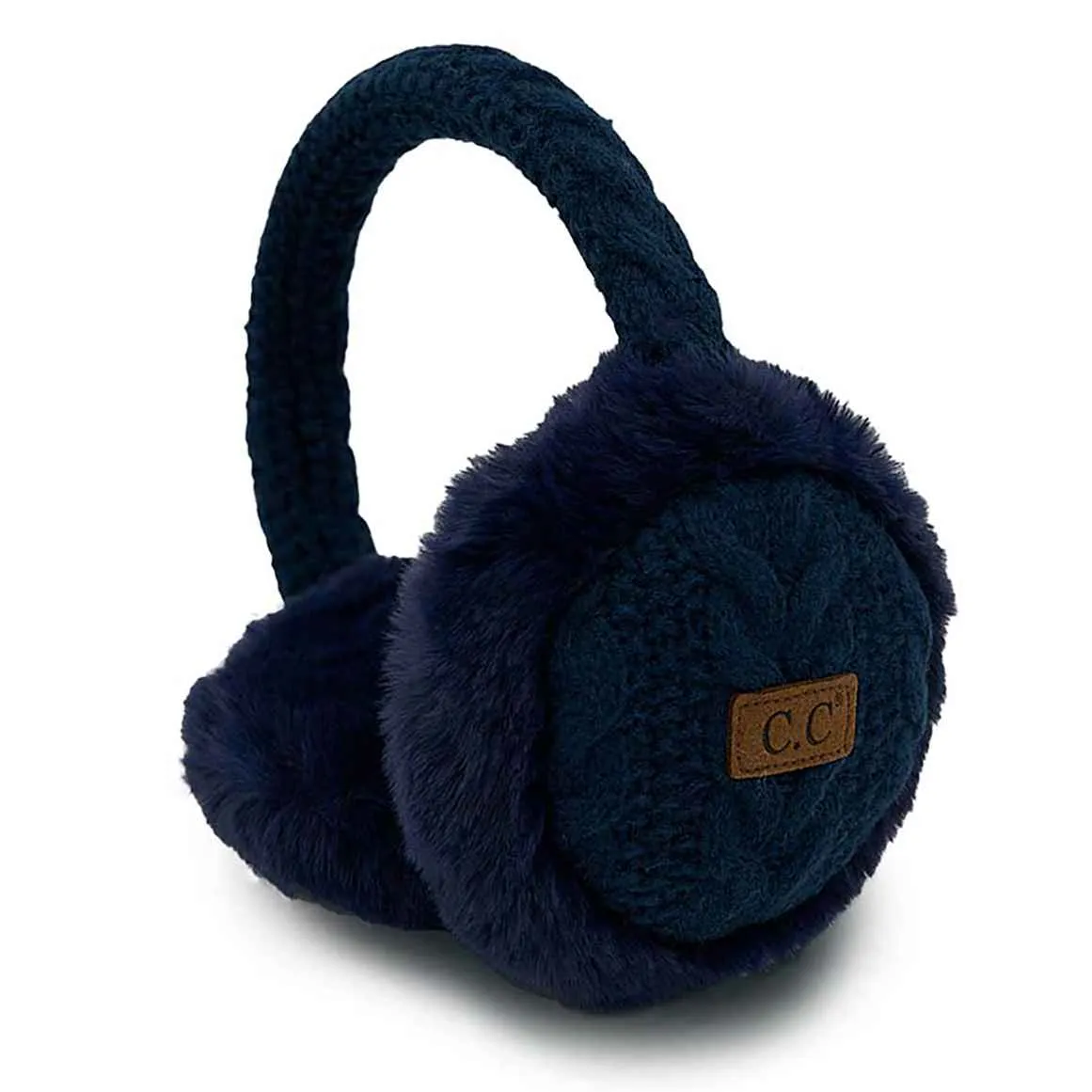 EM3661 Cable Knit Furry Earmuffs