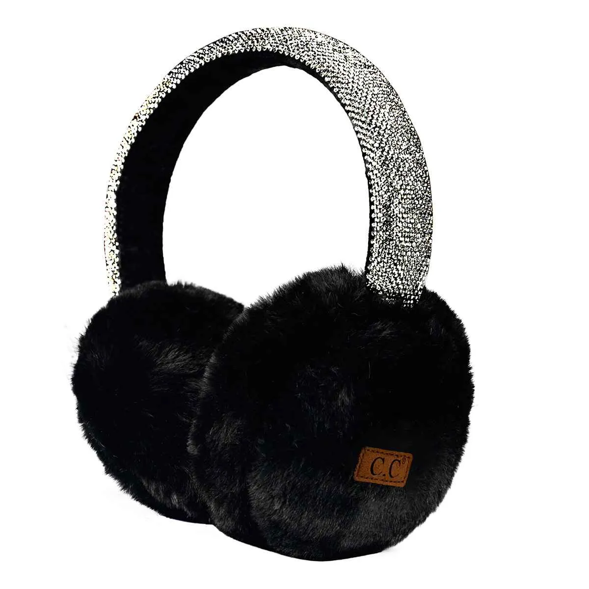 EMS4283 Furry Rhinestone Band Earmuffs