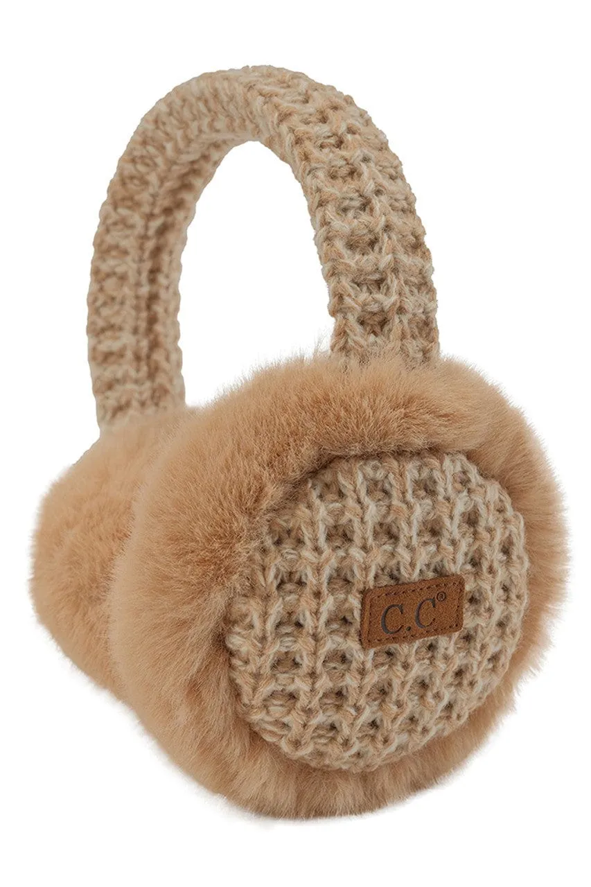 EMS4495 Heather Knitted Faux Fur Earmuffs