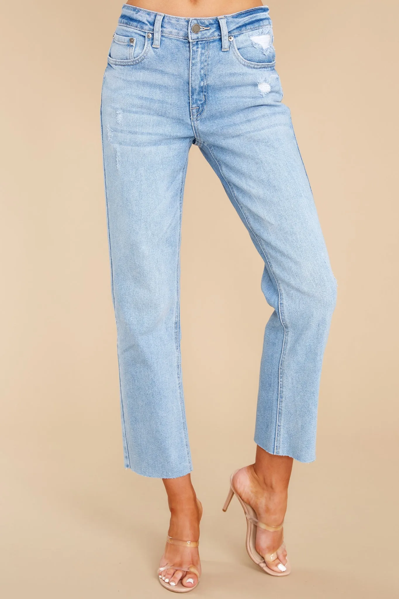 Encourage Yourself Light Wash Straight Jeans