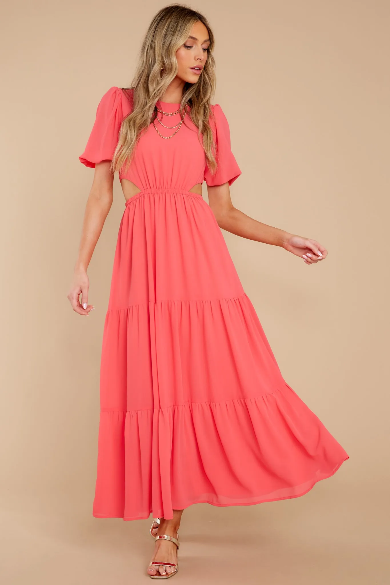 Enjoy The Sunshine Coral Maxi Dress