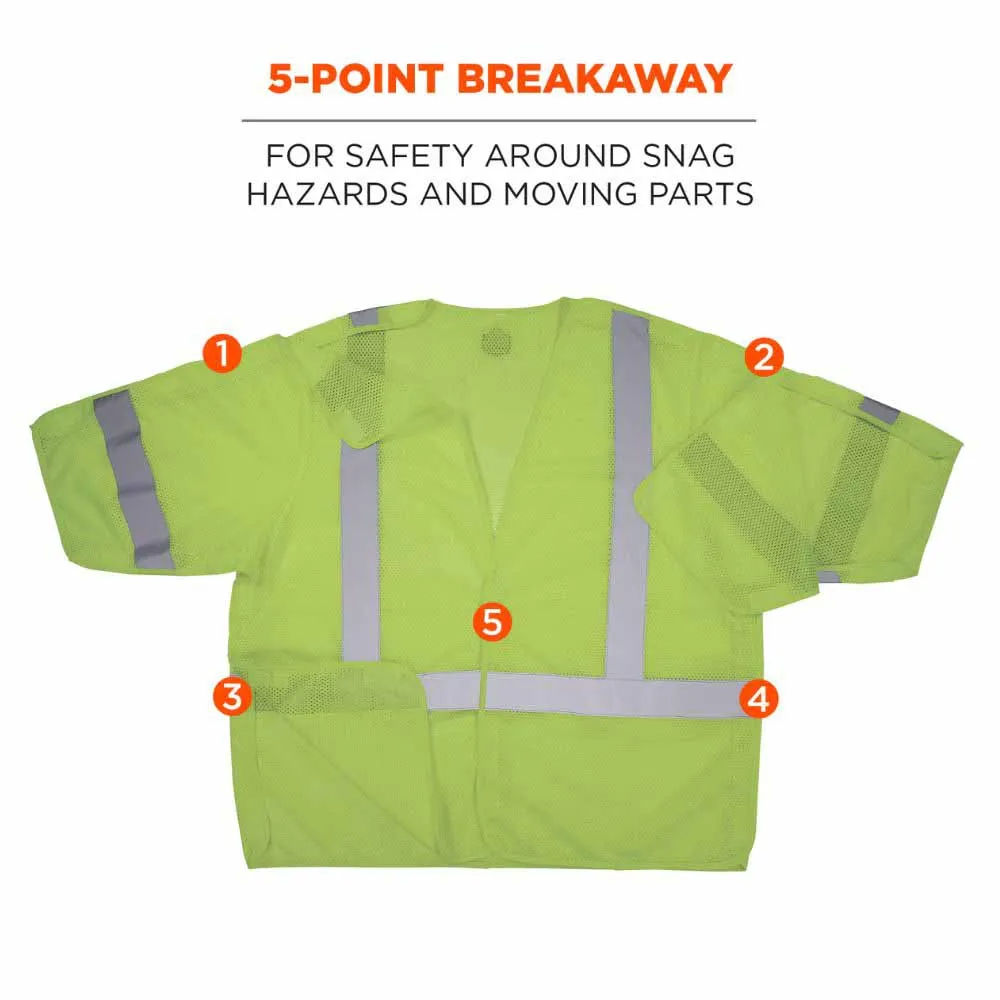 Ergodyne 23059 8315BA 4XL/5XL Lime Hi Vis Breakaway Safety Vest HL