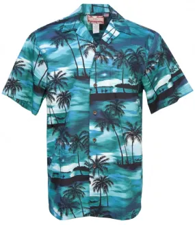 Evening Palms Mens Shirt in Turquoise