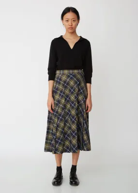 Fade Out Windowpane Checked Pleated Skirt