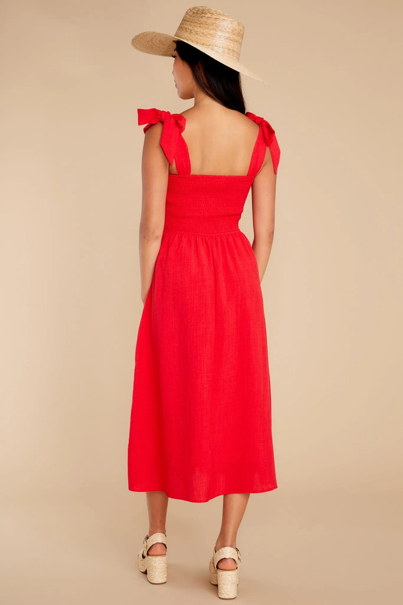 Falling For You Again Red Midi Dress