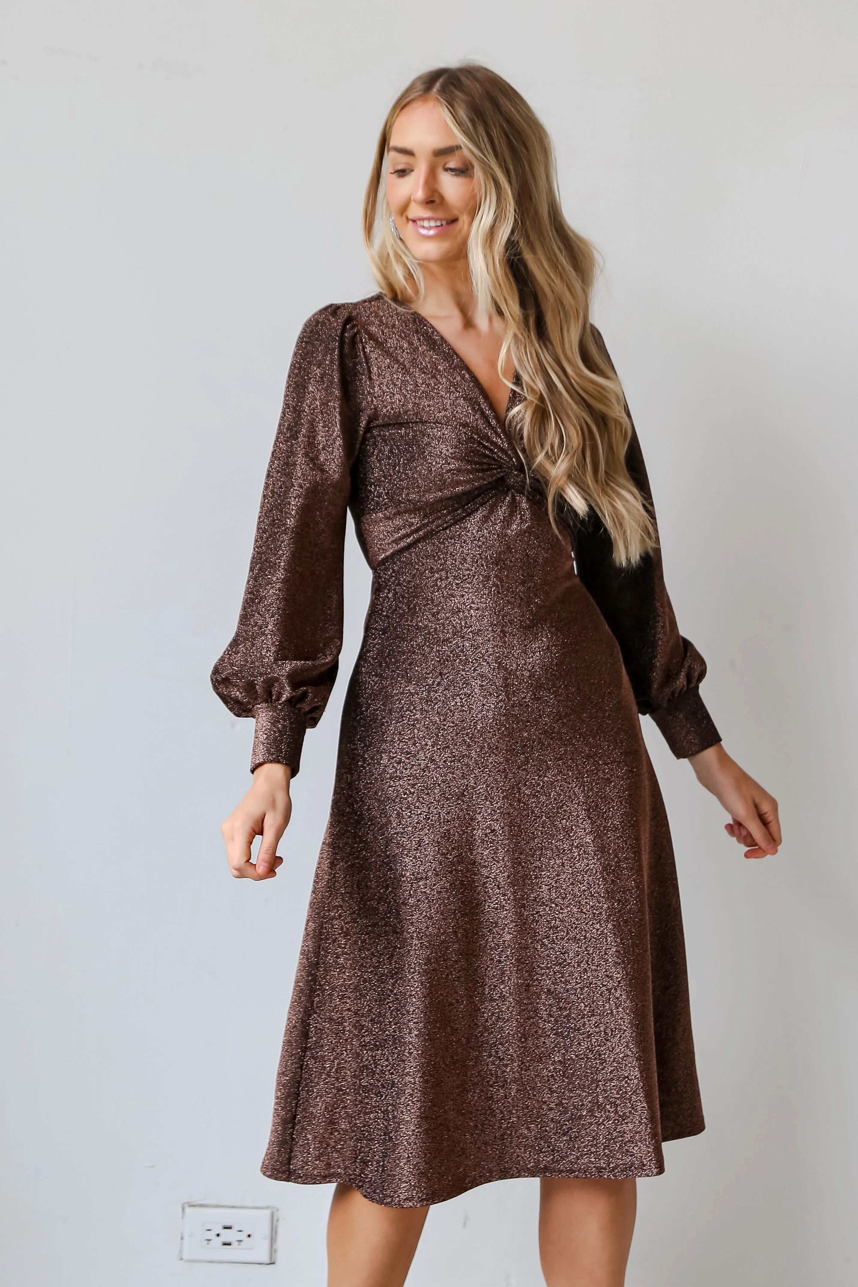 FINAL SALE - Precious Prize Black Metallic Midi Dress