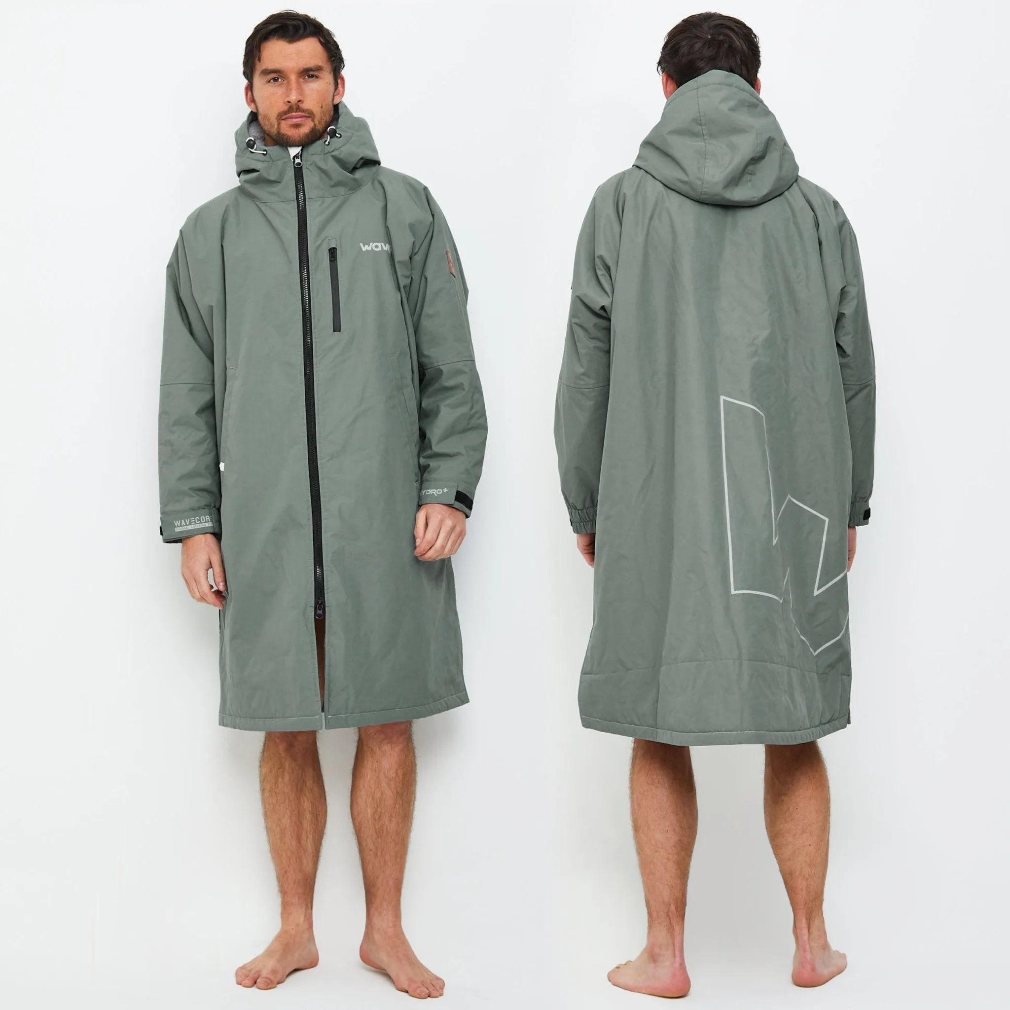 Fleece-Lined Hot Tub Changing Robe | Waterproof & Windproof | Unisex | Sage Green