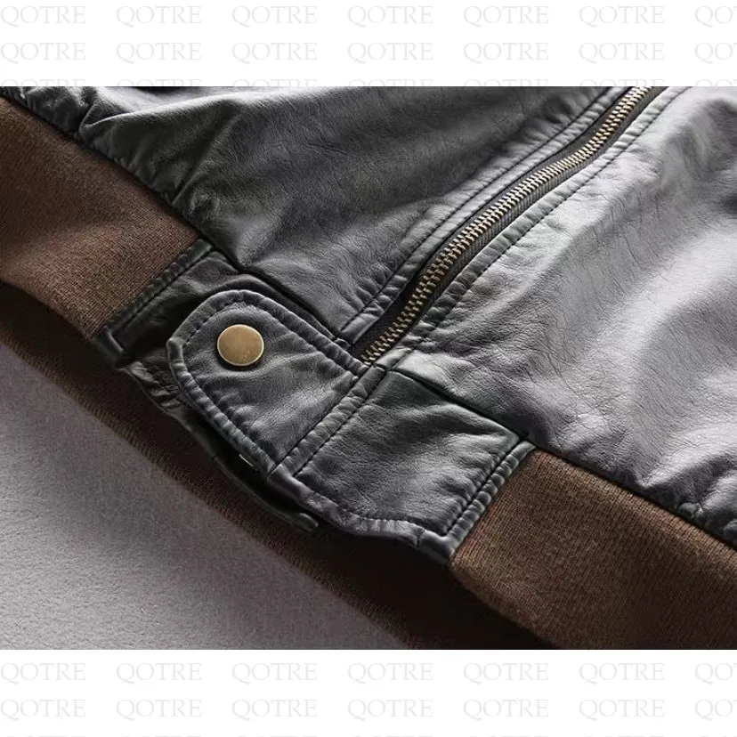 Fleece-Lined Thickened Lamb Warmth Leather Jacket