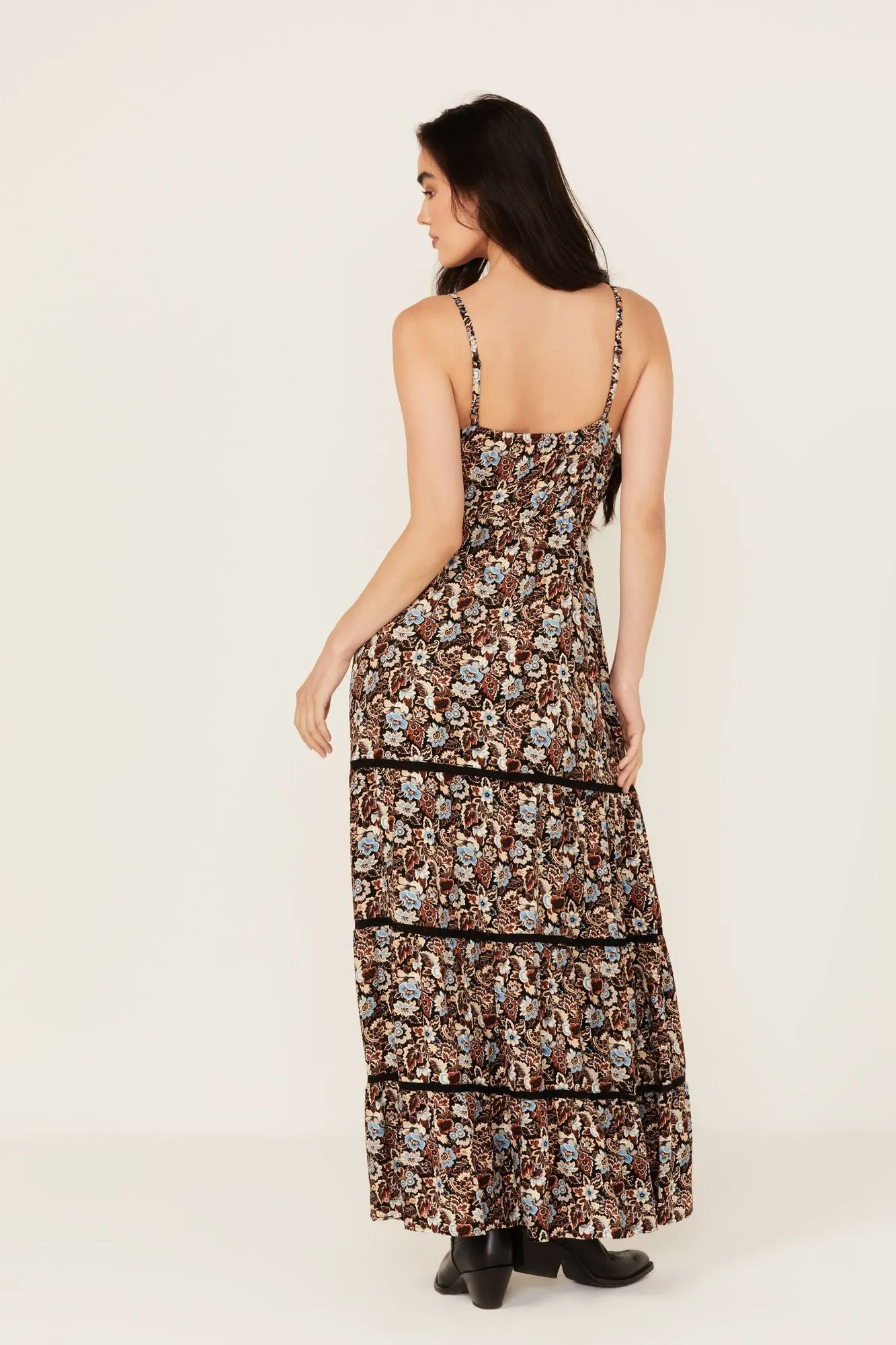 Floral Print Sleeveless Maxi Dress