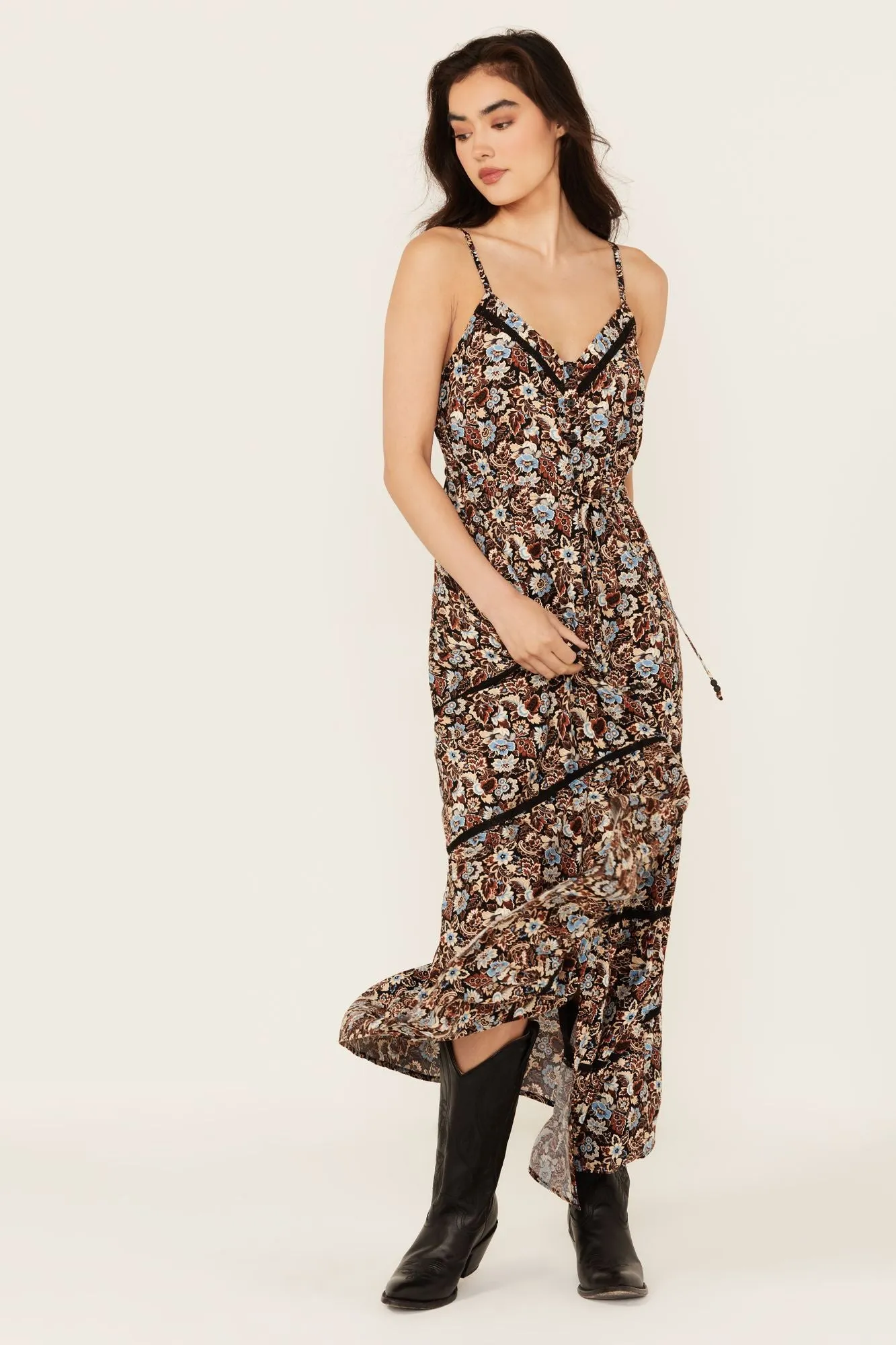 Floral Print Sleeveless Maxi Dress