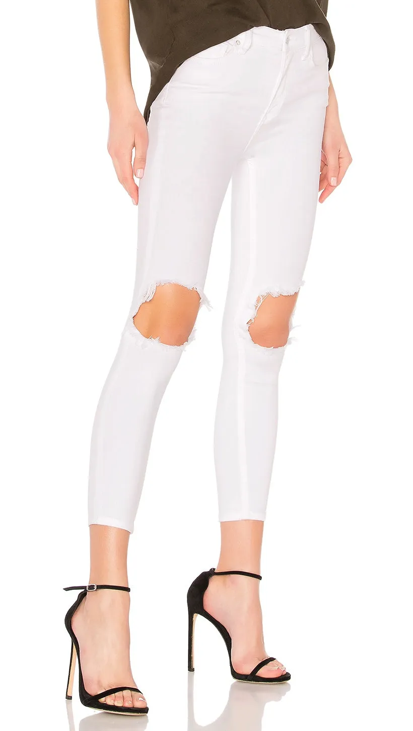 Free People High Rise Busted Skinny White