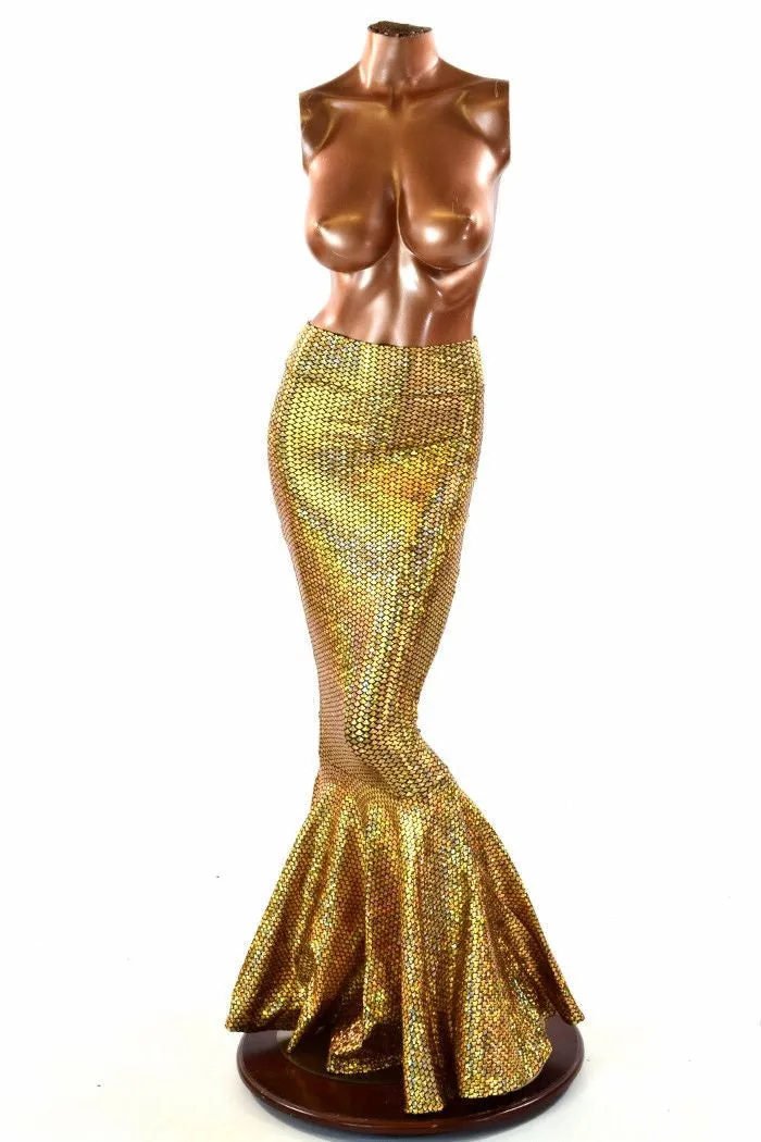 Gold Scale High Waist Mermaid Skirt