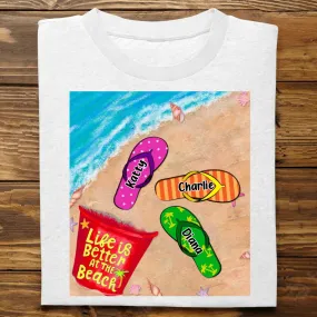 Grandma - Life Is Better At The Beach - Personalized Unisex T-shirt