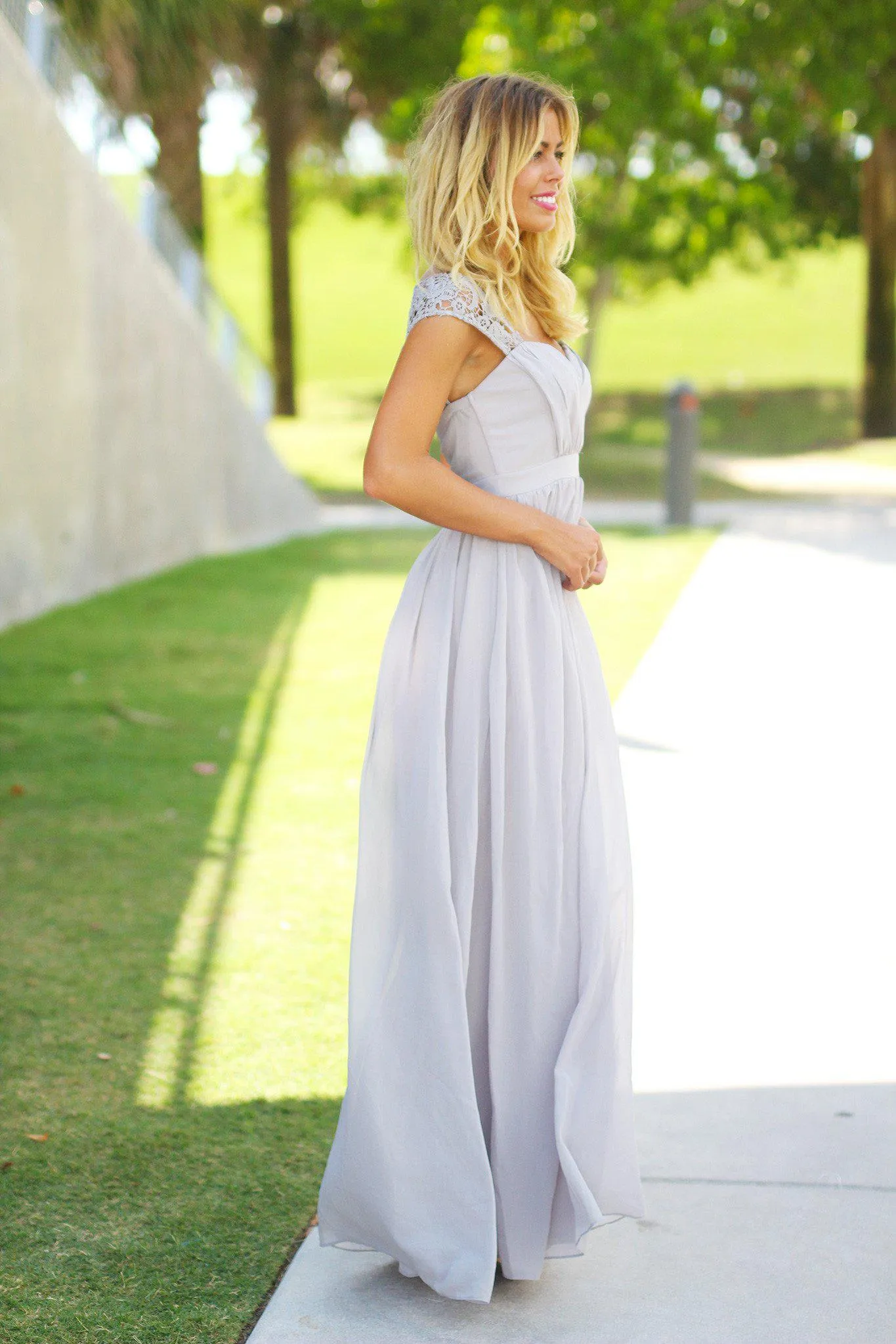 Gray Bridesmaid Maxi Dress