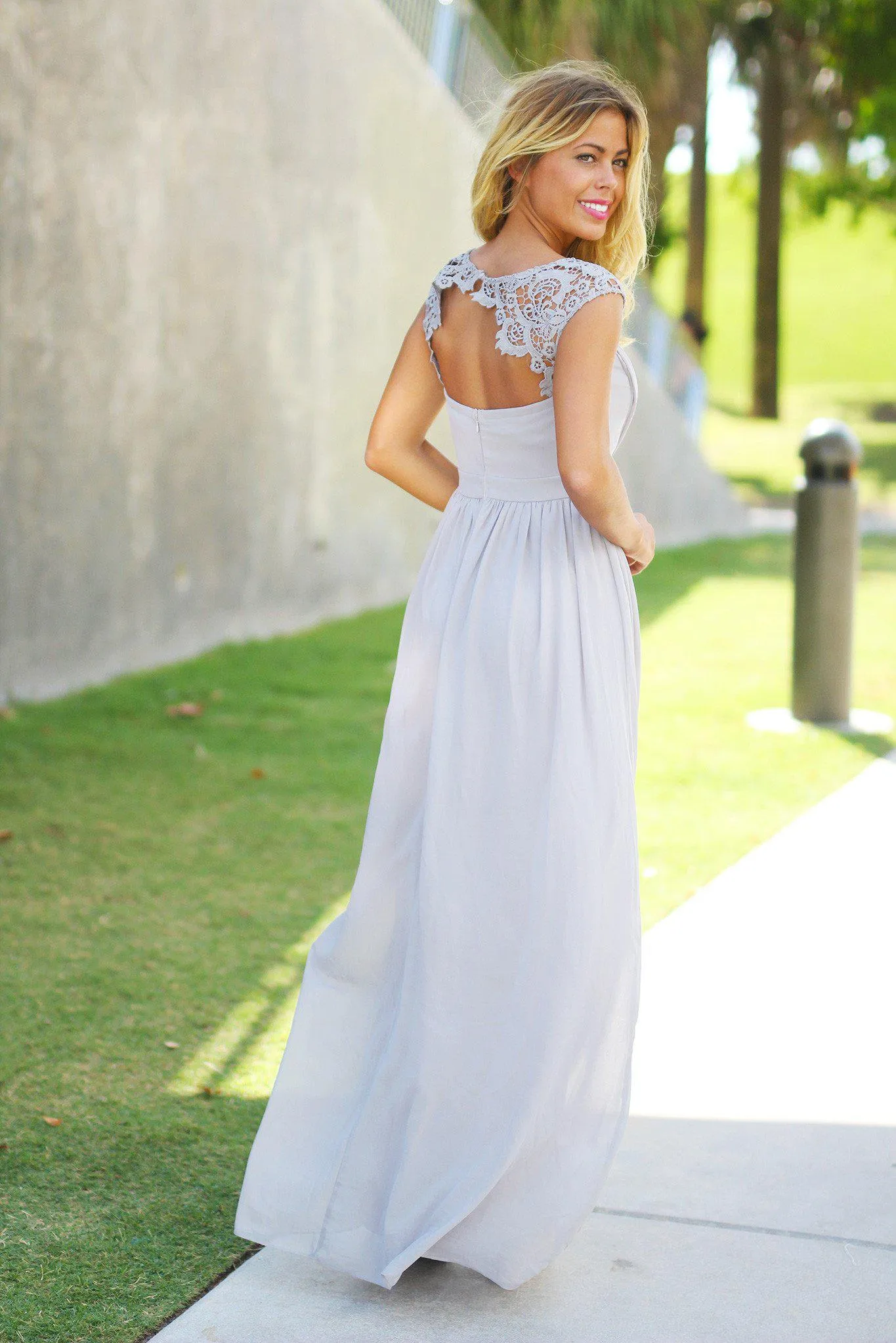 Gray Bridesmaid Maxi Dress