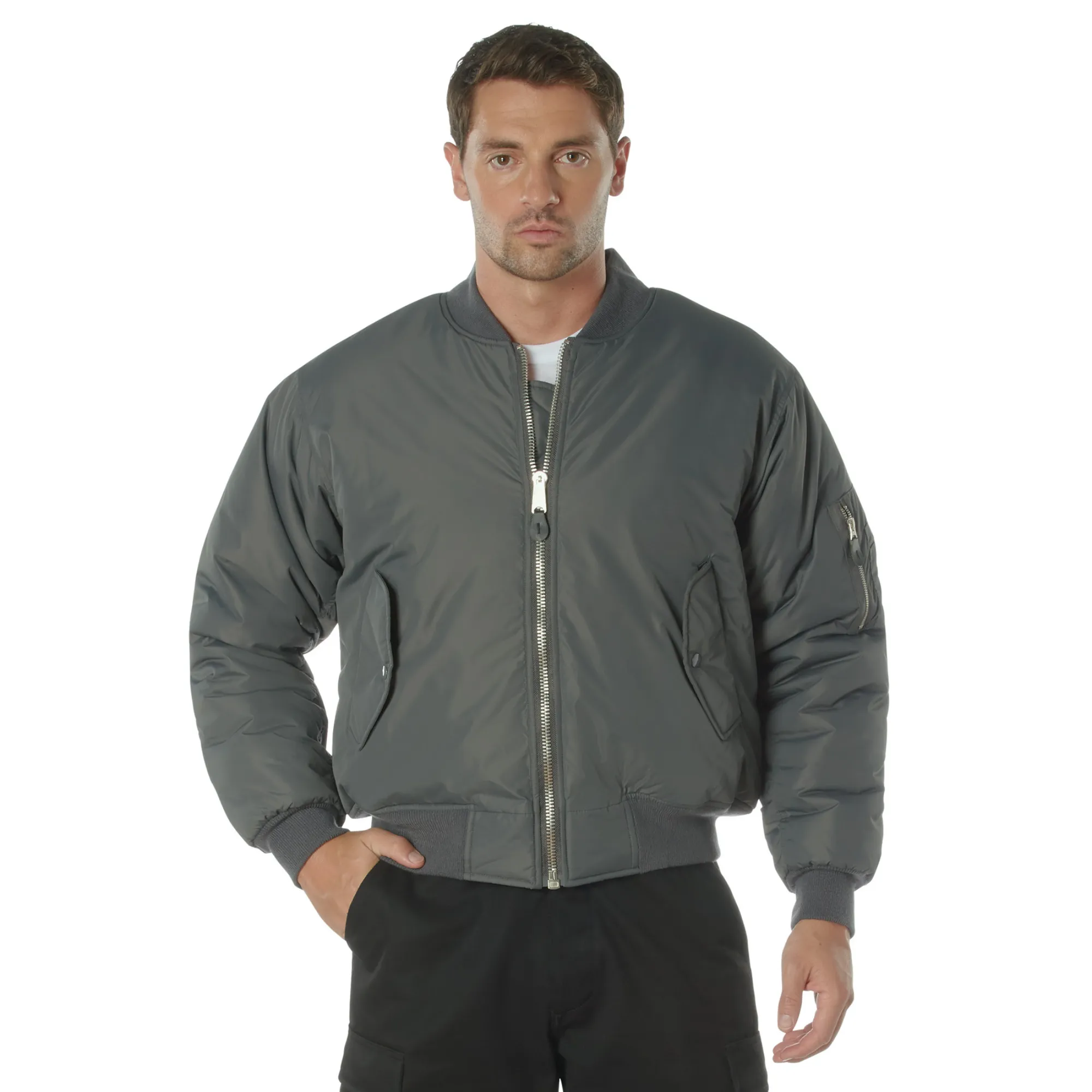 Gunmetal Grey - Enhanced Nylon MA-1 Flight Jacket