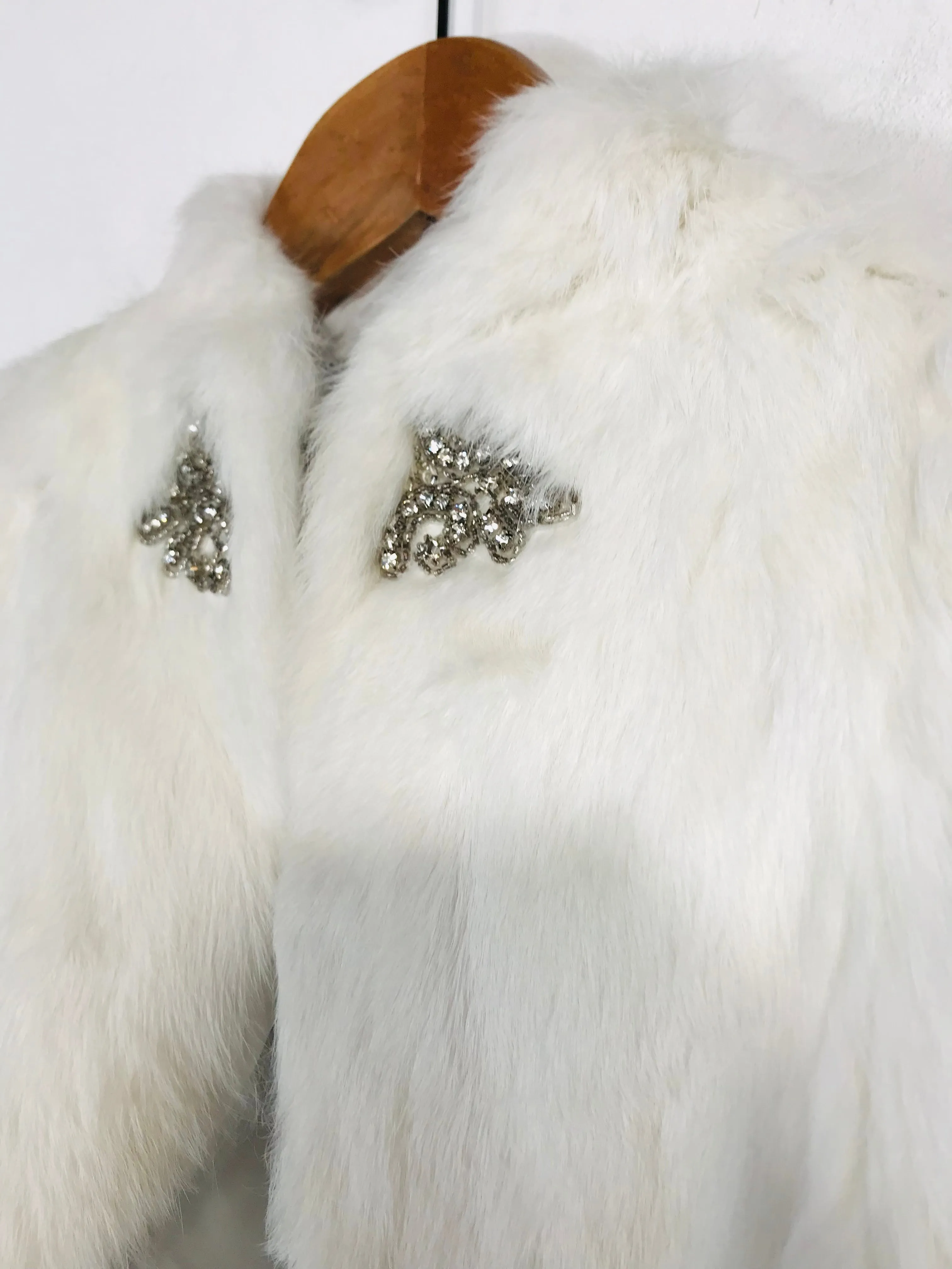 Harrods Women's Rabbit Fur Bolero Shrug Jacket | S UK8 | White