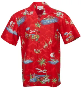 Hawaiian Christmas Mens Shirt in Red