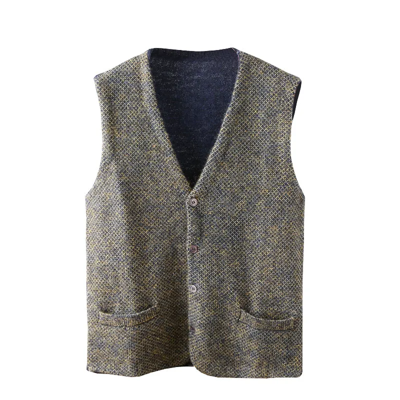 Heavy goods Italian order! Mohair   wool autumn and winter men's knitted cardigan sweater vest