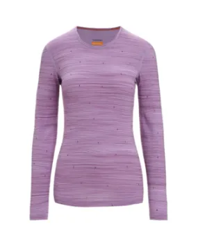 Icebreaker Women 200 Oasis LS Crewe Ski Tracks Purple Gaze/Go Berry/Aop