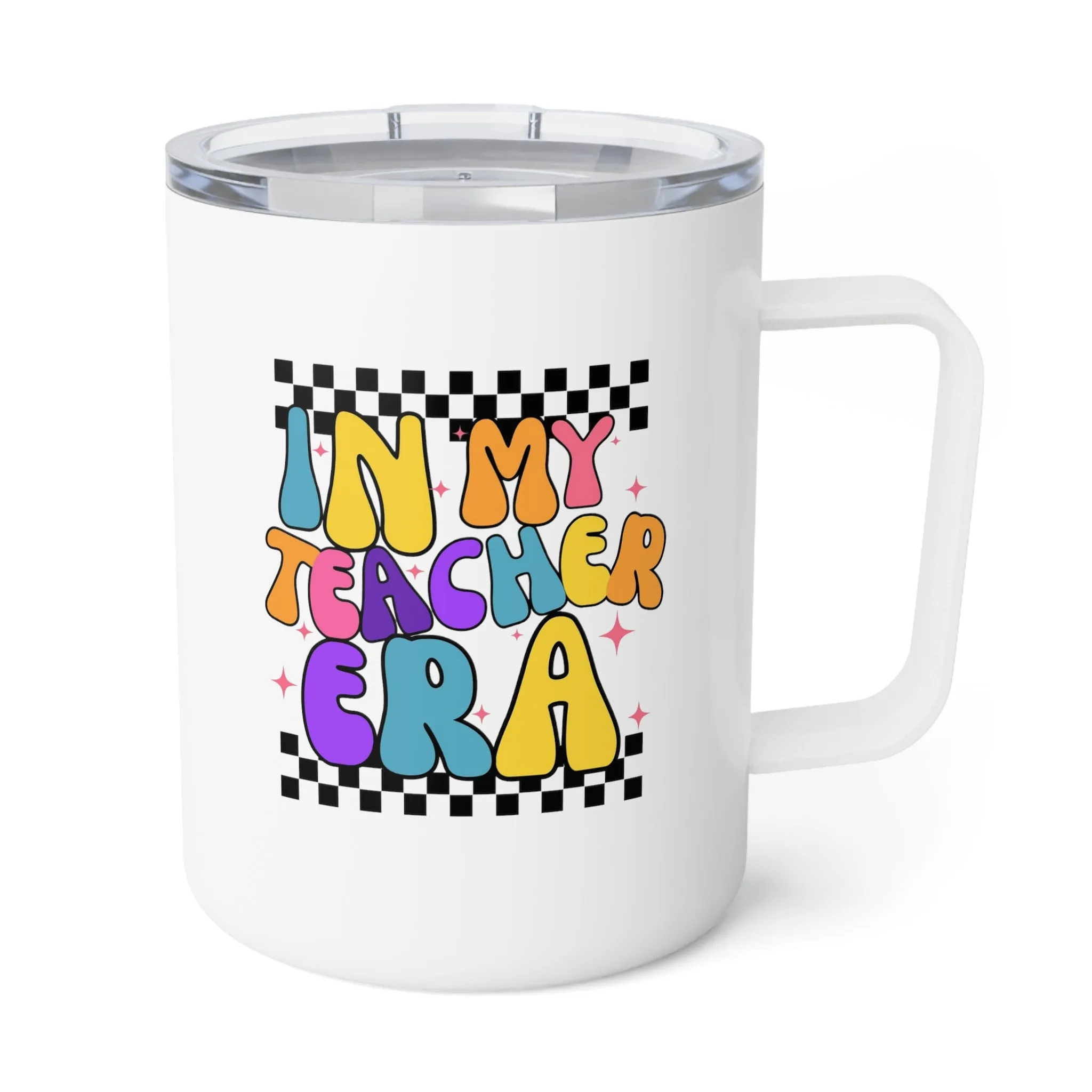 In My Teacher Era Retro Insulated Coffee Mug, 10oz