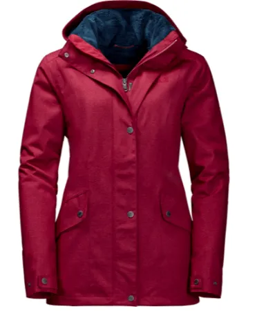 Jack Wolfskin Womens Park Avenue Waterproof Jacket - Dark Red - L