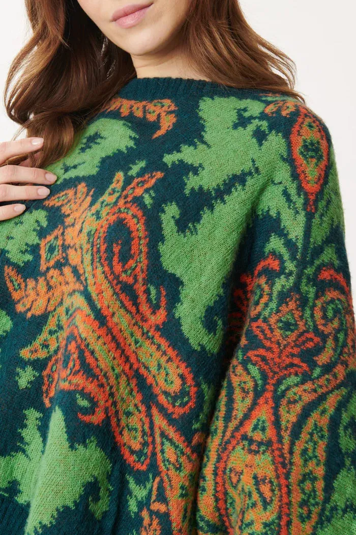 Jazz Paisley Poncho/Sweaters  - Teal