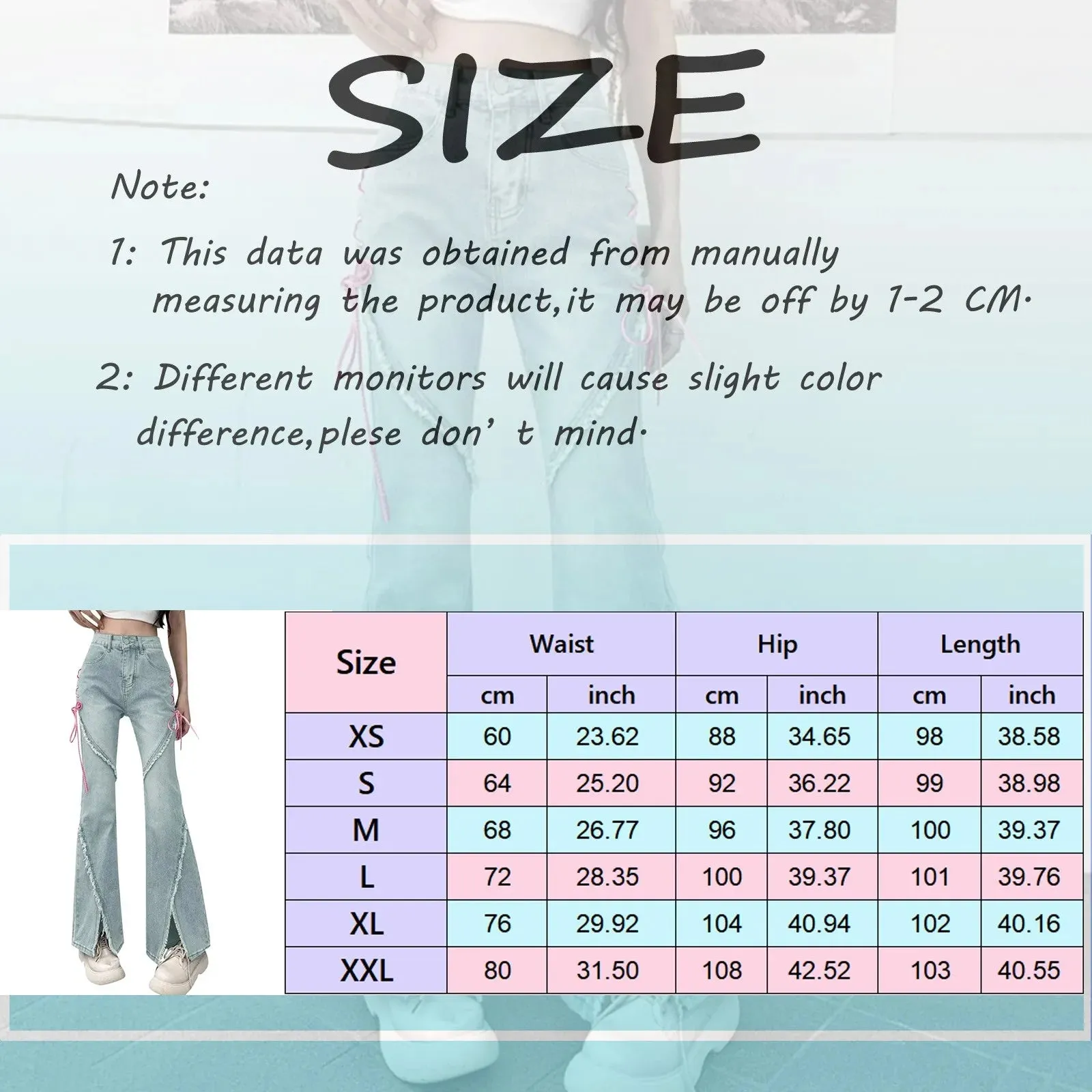 Jeans Long Fashion Korean Style Pink Drawstring Bandage Flare High Waist Streetwear Slits Denim E-girl Pants