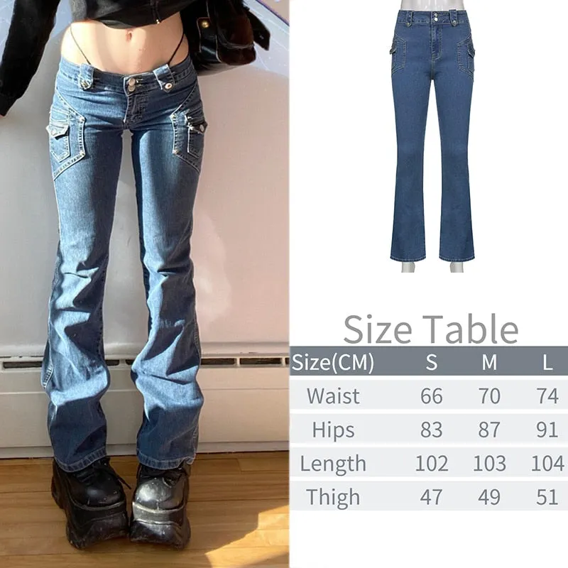 KittenAlarm - New Printed Baggy Y2K Jeans Women's Low Waist jeans Autumn Winter Oversize Wide Leg Baggy Pants Casual Cargo Trousers