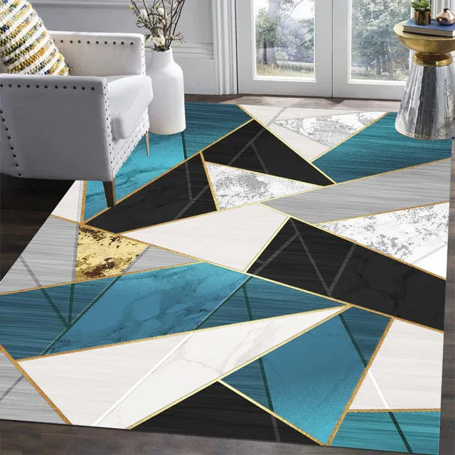 Kumaran Modern Luxury Geometric Design Polyester Indoor Area Rug Carpet