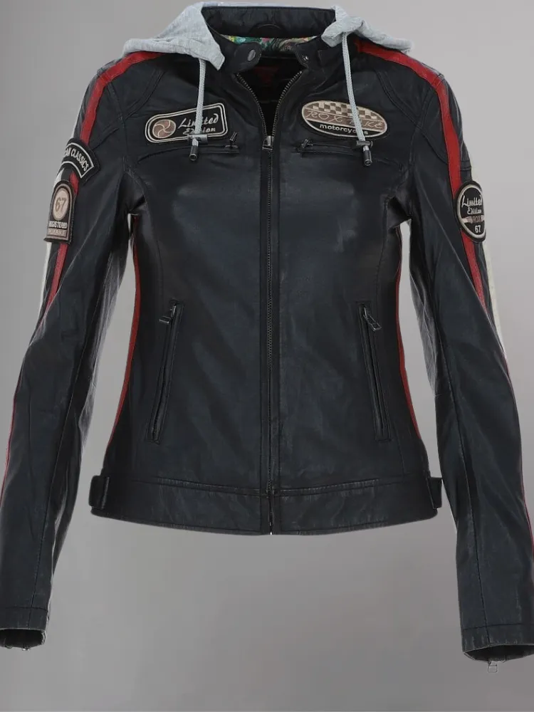 Ladies Casual Pure Dark Green Elegant Leather Jacket