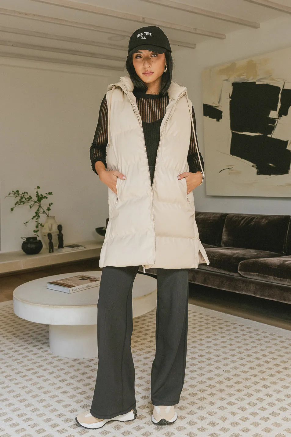 Layla Puffer Vest in Cream