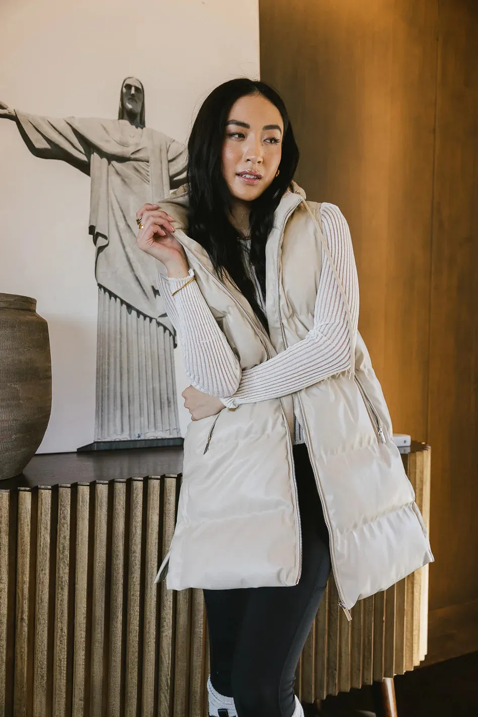 Layla Puffer Vest in Cream