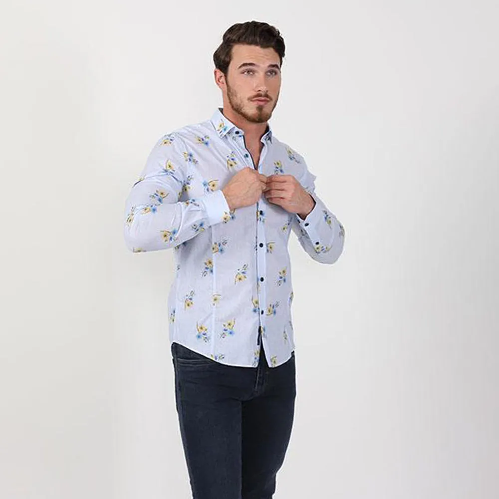 Light Blue Floral Button Down Shirt