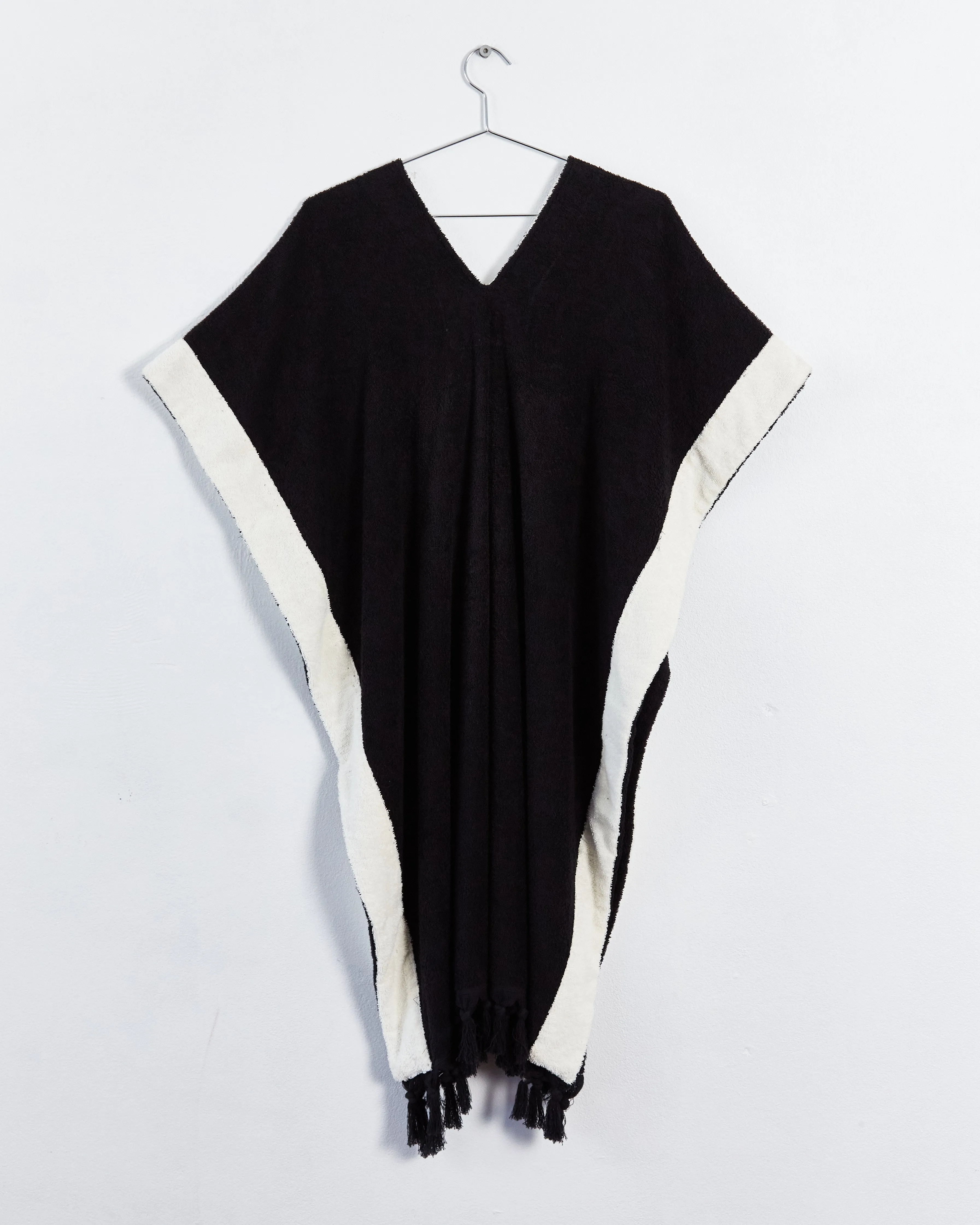 Lisa Marie Fernandez terry-towelling beach poncho, black & white, one size