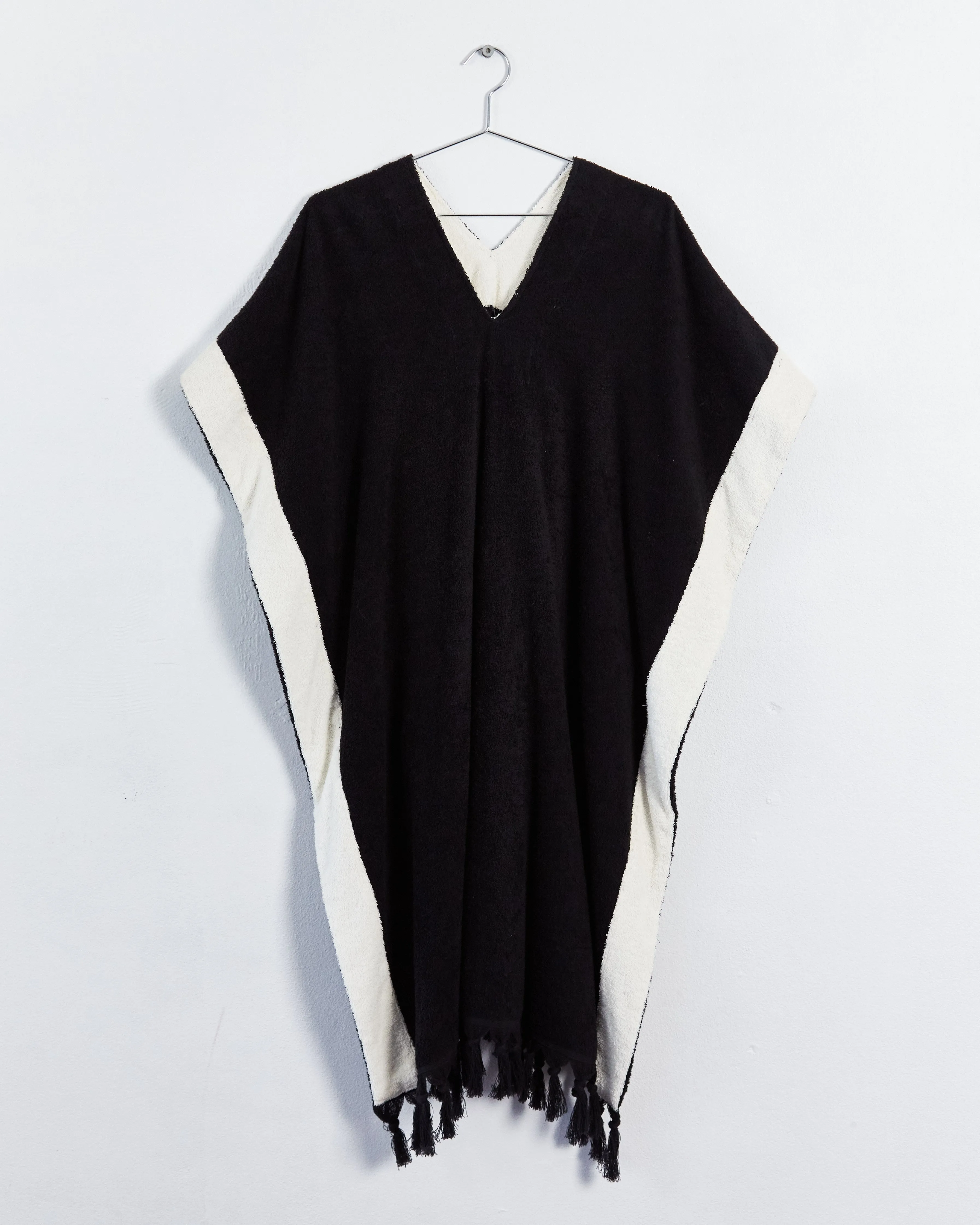 Lisa Marie Fernandez terry-towelling beach poncho, black & white, one size