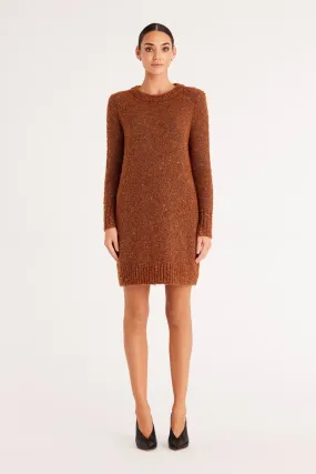 Liza Jumper Dress - Rust Lurex