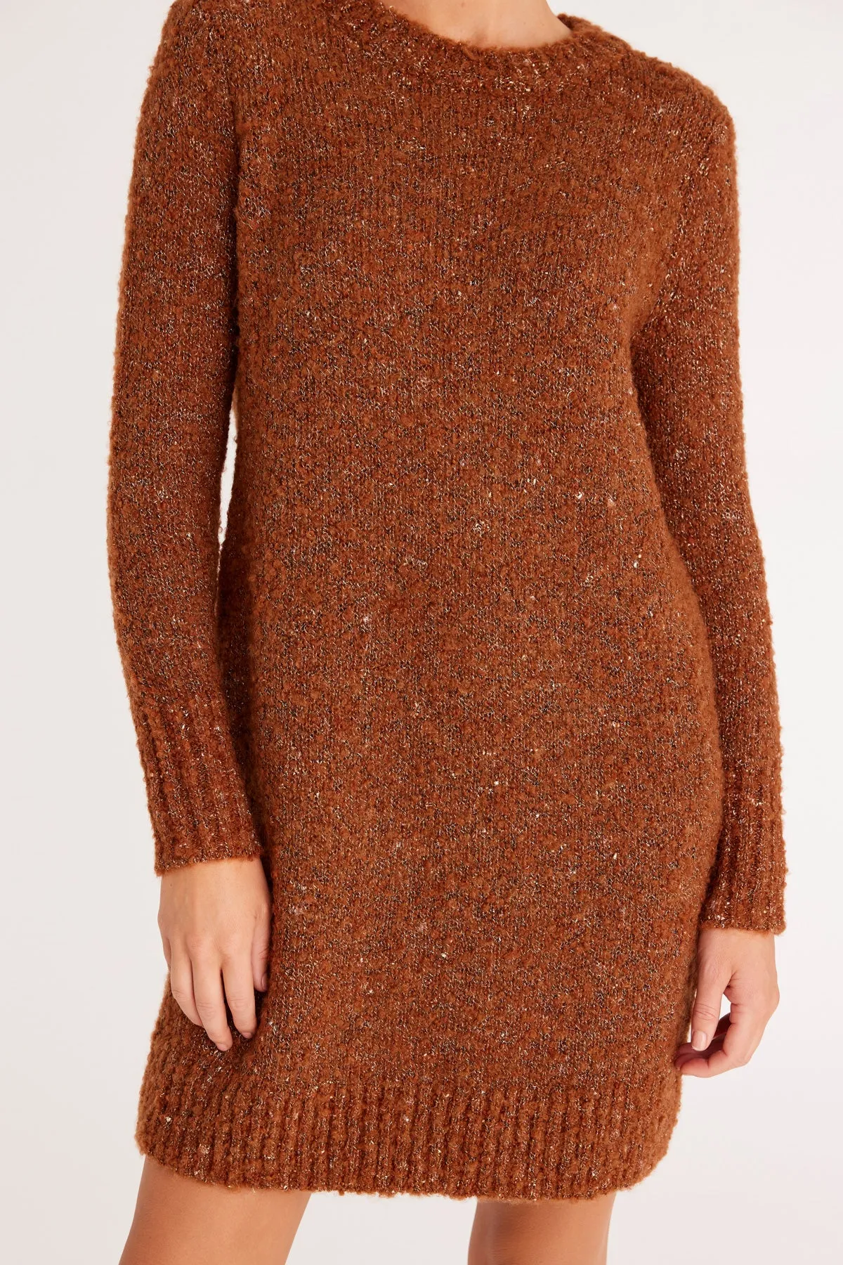 Liza Jumper Dress - Rust Lurex