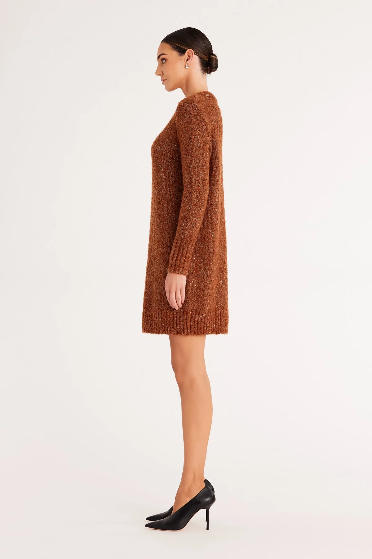 Liza Jumper Dress - Rust Lurex