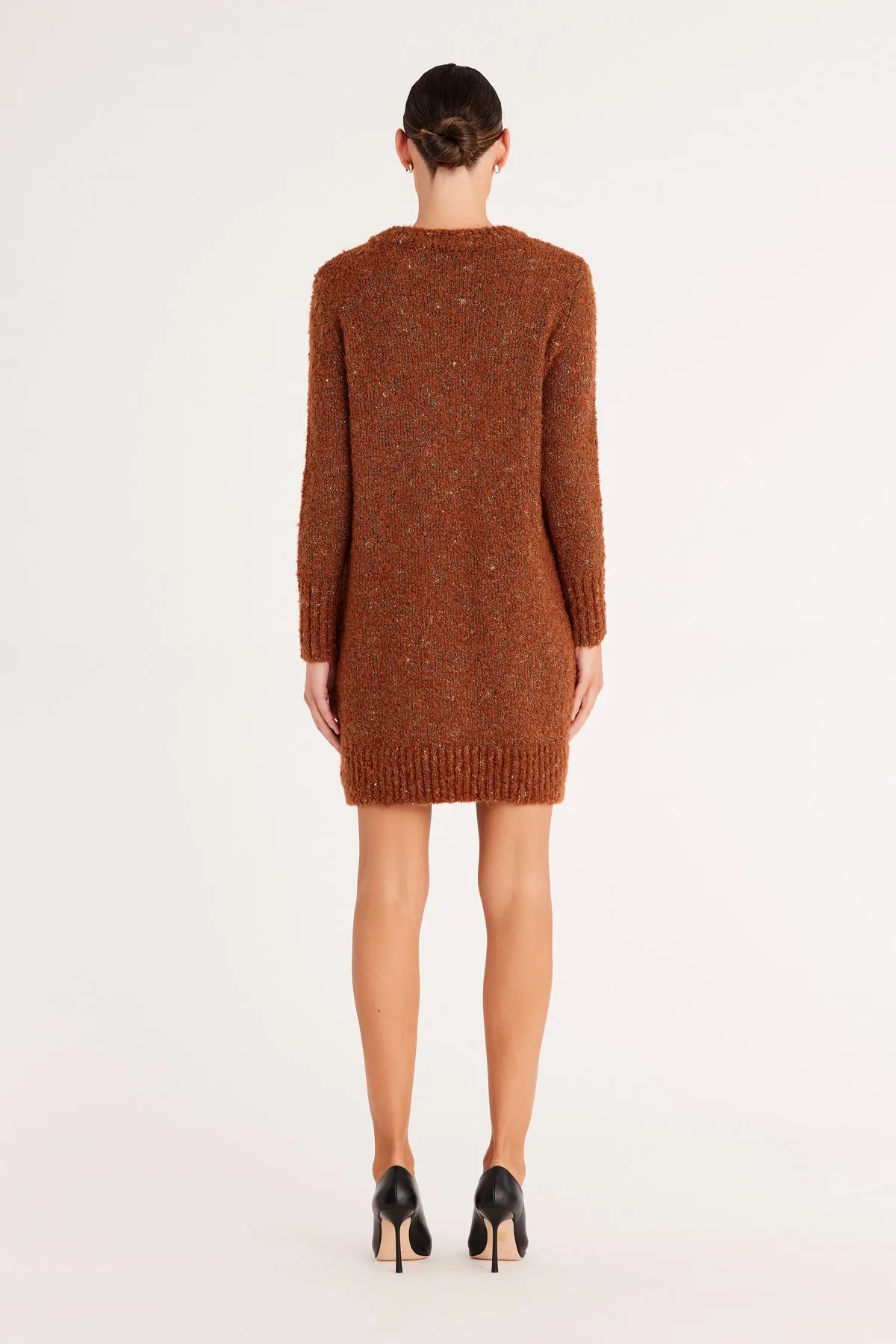 Liza Jumper Dress - Rust Lurex