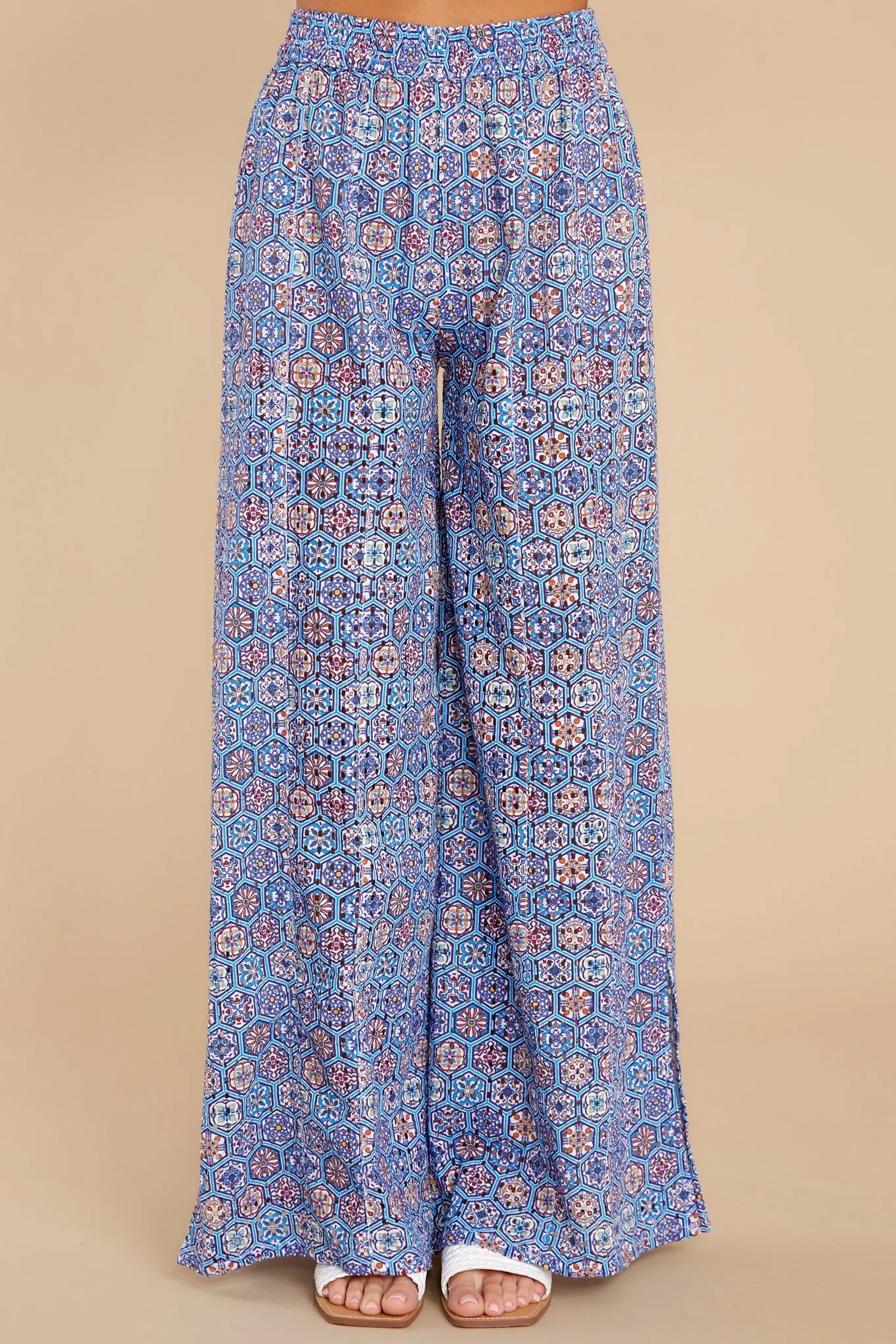 Logan Patchwork Print Eyelet Pants