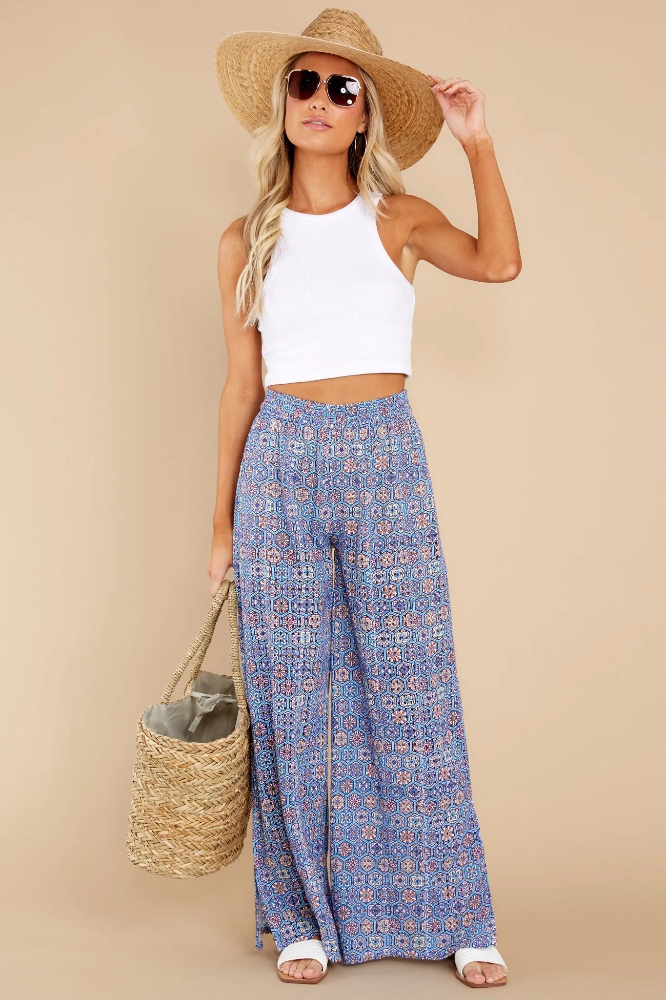 Logan Patchwork Print Eyelet Pants