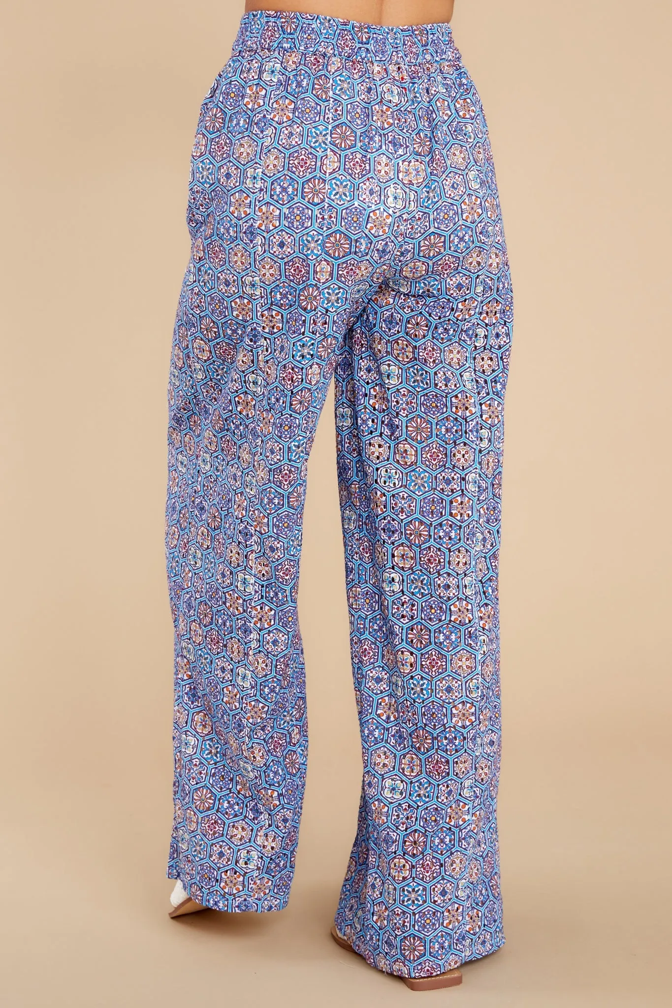 Logan Patchwork Print Eyelet Pants