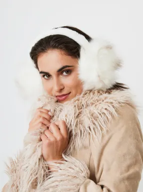 Long Faux Fur Earmuffs in White