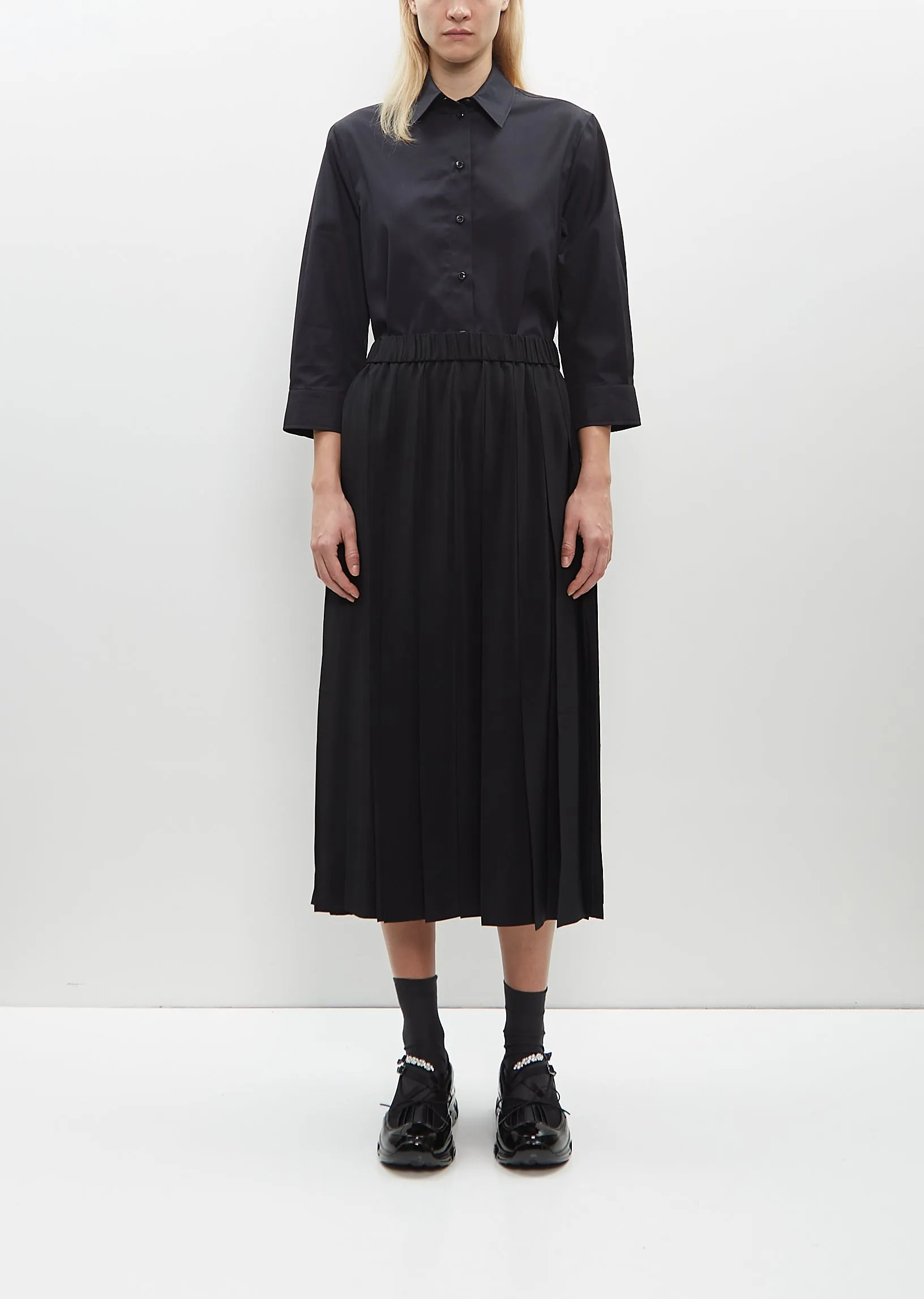 Long Pleated Elasticated Waist Kilt Skirt