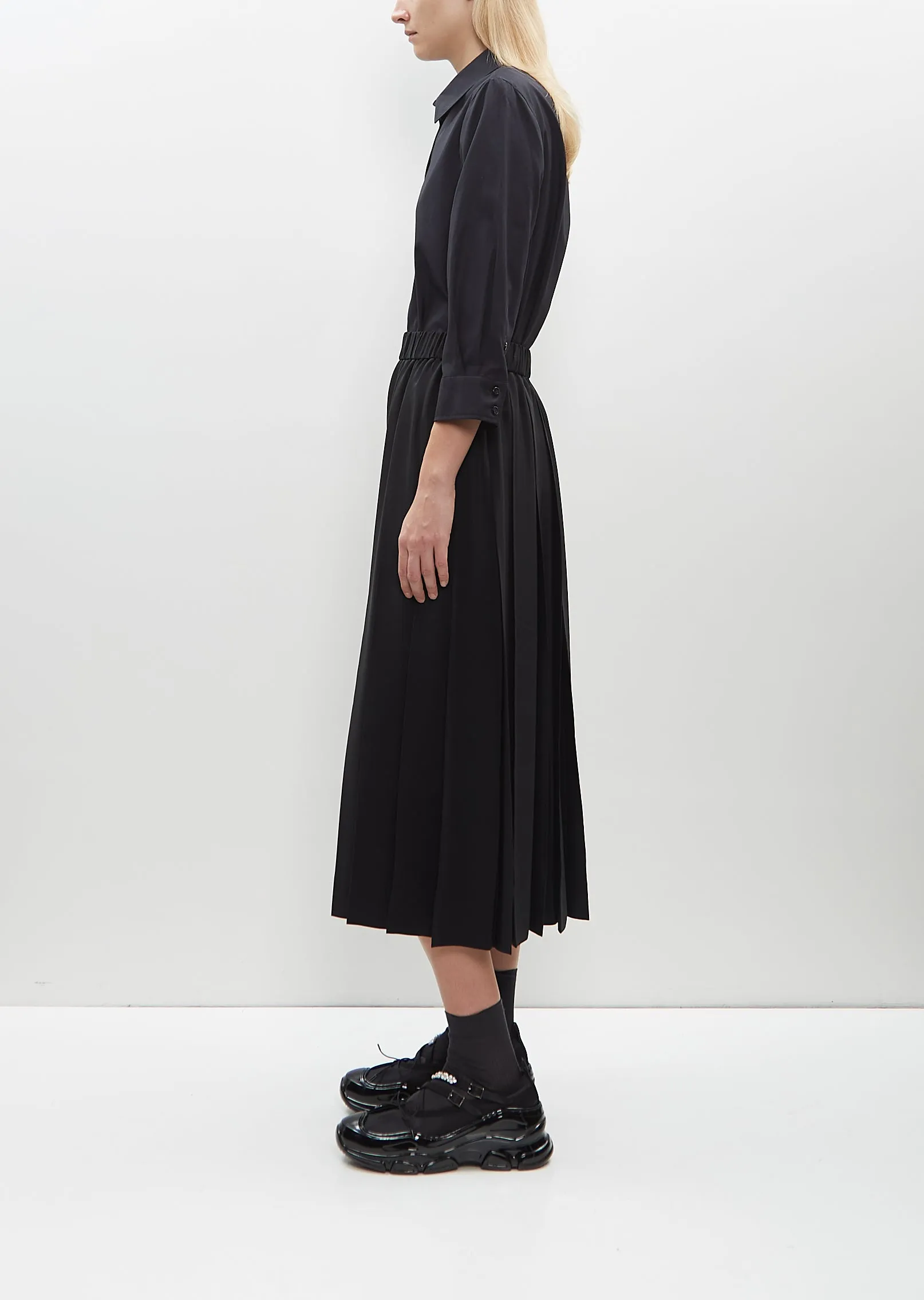 Long Pleated Elasticated Waist Kilt Skirt